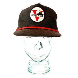 Vintage Black 1980's Snapback Trucker Hat - Victory Marine - Made In USA